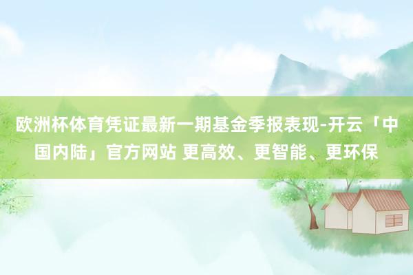 欧洲杯体育凭证最新一期基金季报表现-开云「中国内陆」官方网站 更高效、更智能、更环保