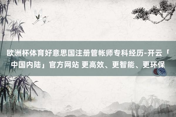 欧洲杯体育好意思国注册管帐师专科经历-开云「中国内陆」官方网站 更高效、更智能、更环保