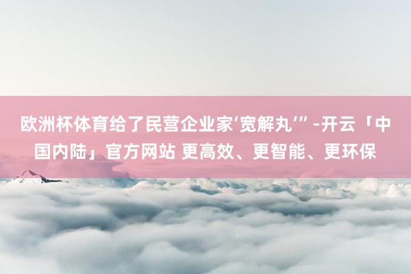 欧洲杯体育给了民营企业家‘宽解丸’”-开云「中国内陆」官方网站 更高效、更智能、更环保