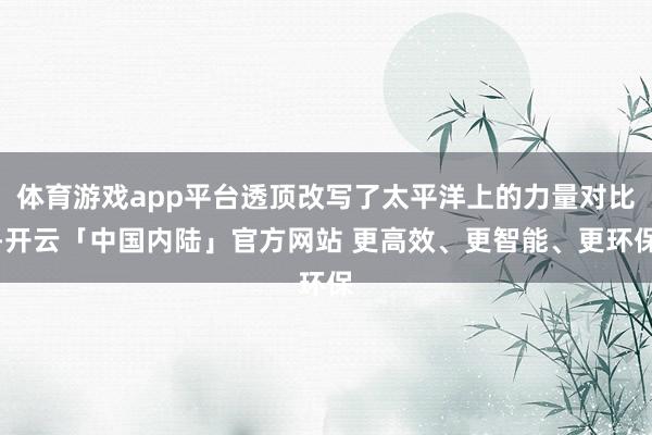 体育游戏app平台透顶改写了太平洋上的力量对比-开云「中国内陆」官方网站 更高效、更智能、更环保