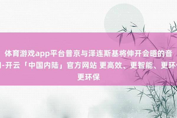 体育游戏app平台普京与泽连斯基将伸开会晤的音问-开云「中国内陆」官方网站 更高效、更智能、更环保