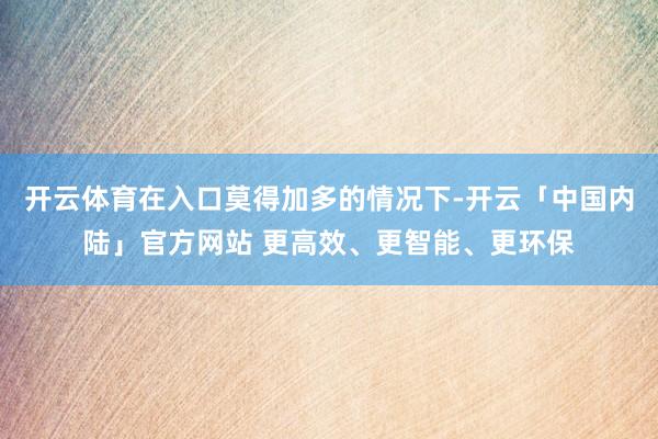 开云体育在入口莫得加多的情况下-开云「中国内陆」官方网站 更高效、更智能、更环保