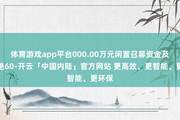 体育游戏app平台000.00万元闲置召募资金及不卓绝60-开云「中国内陆」官方网站 更高效、更智能、更环保