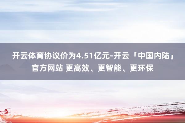开云体育协议价为4.51亿元-开云「中国内陆」官方网站 更高效、更智能、更环保