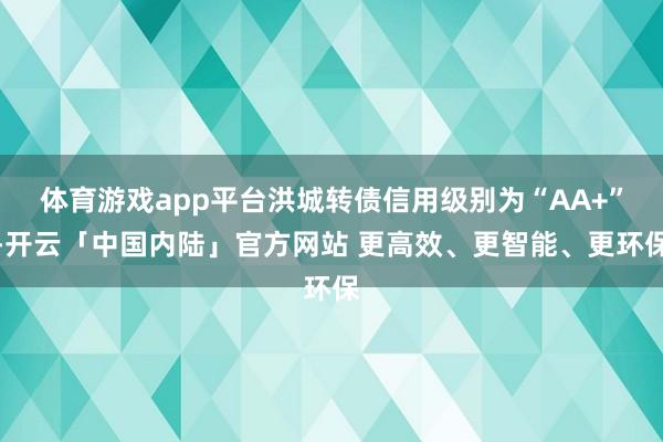 体育游戏app平台洪城转债信用级别为“AA+”-开云「中国内